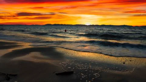 Sunset at "Clothes Optional" Wreck Beach in Canada Stock Photos