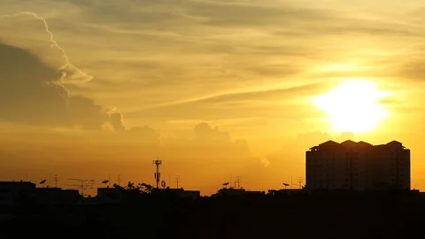 Sunset with cloud and fog Stock Footage 87967415