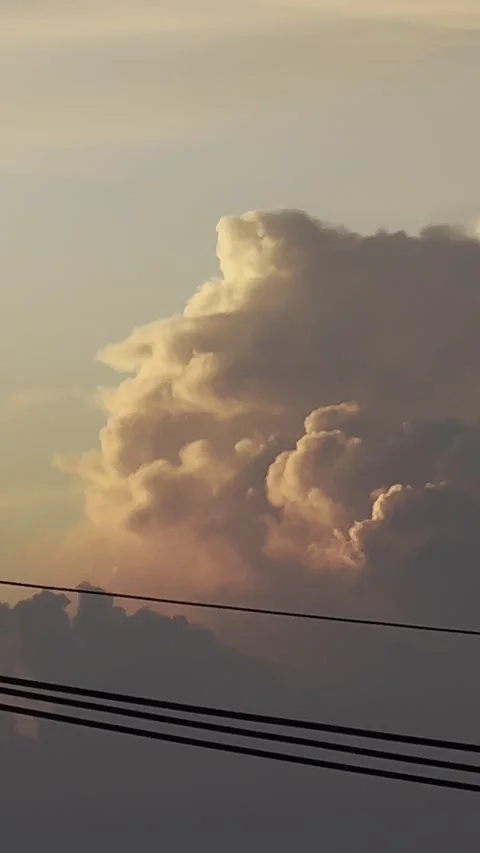 Sunset Cloud Big Pink Orange Golden Hour Electric Cables Thailand vibes Stock Footage 246353223