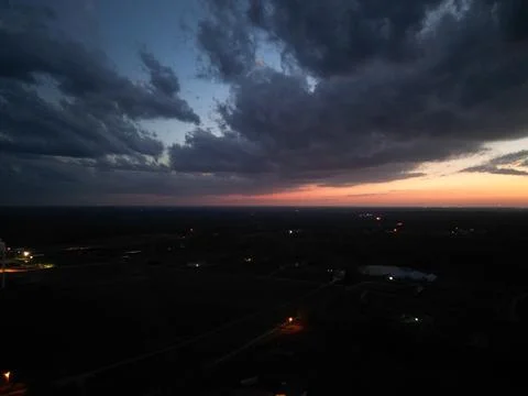 Sunset with cloud cover in the west Stock Photos