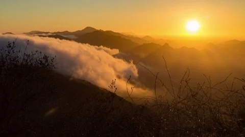 Sunset cloud fall timelapse in Malibu mountains  Stock Footage 70487239