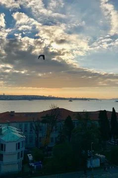 Sunset clouds and bosphorus Stock Photos