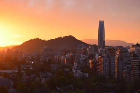 Sunset clouds and cityscape Stock Photos
