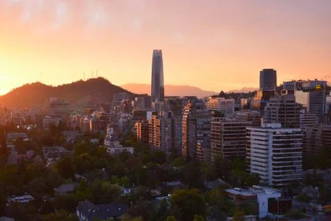 Sunset clouds and cityscape Stock Photos