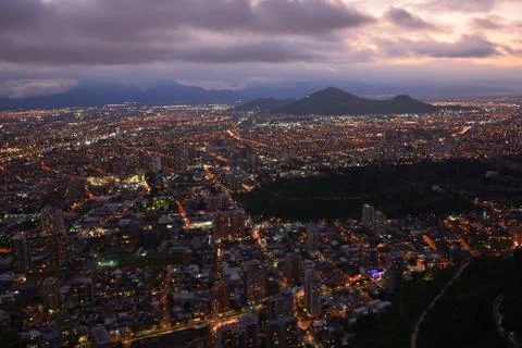 Sunset clouds and landscape in Chile 库存照片