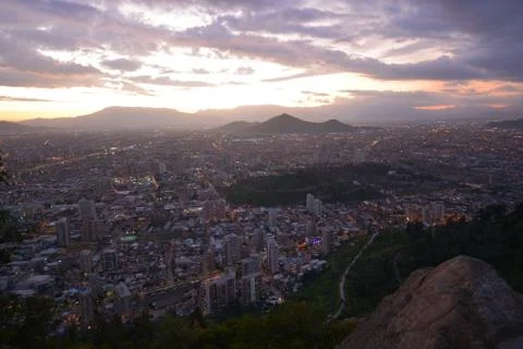 Sunset clouds and landscape in Chile Stock Photos