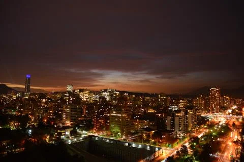 Sunset clouds and landscape in Chile 库存照片