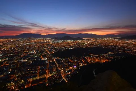 Sunset clouds and landscape in Chile Stock Photos