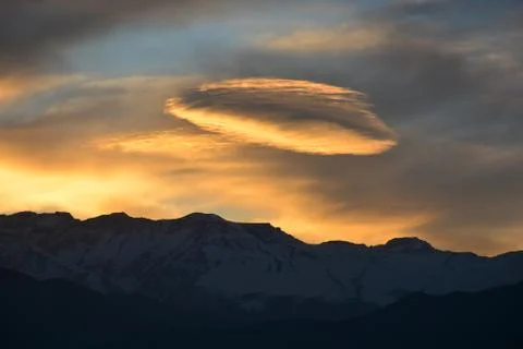 Sunset clouds and landscape in Chile Stock Photos