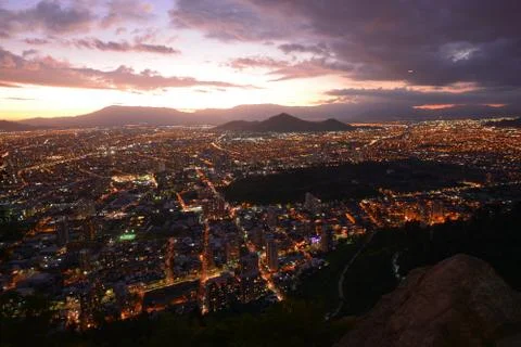 Sunset clouds and landscape in Chile Foto stock