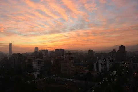 Sunset clouds and landscape in Chile Stock Photos