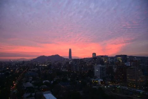 Sunset clouds and landscape in Chile Stock Photos