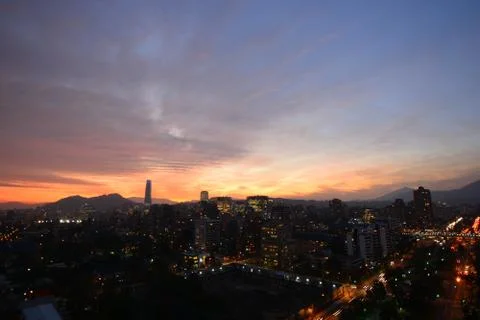 Sunset clouds and landscape in Chile Stock Photos