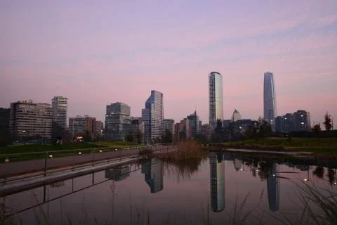 Sunset clouds and landscape in Chile 库存照片