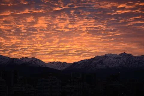 Sunset clouds and landscape in Chile 写真素材