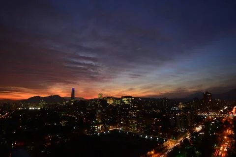 Sunset clouds and landscape in Chile Stock Photos
