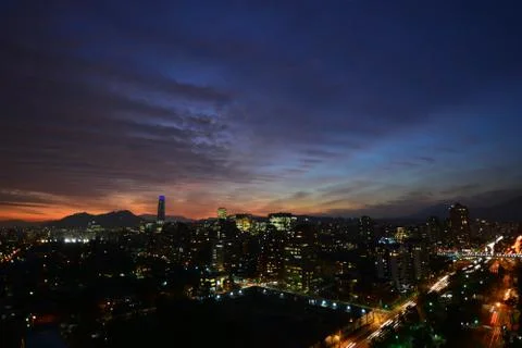 Sunset clouds and landscape in Chile Stock Photos
