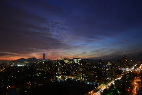 Sunset clouds and landscape in Chile Stock Photos
