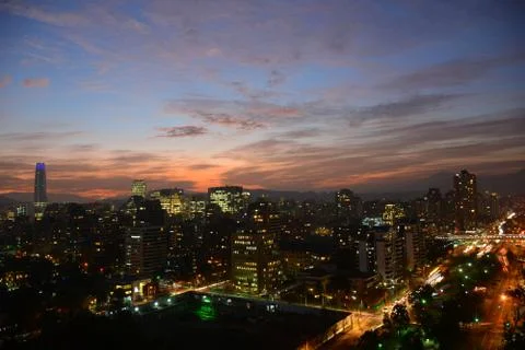 Sunset clouds and landscape in Chile Foto stock