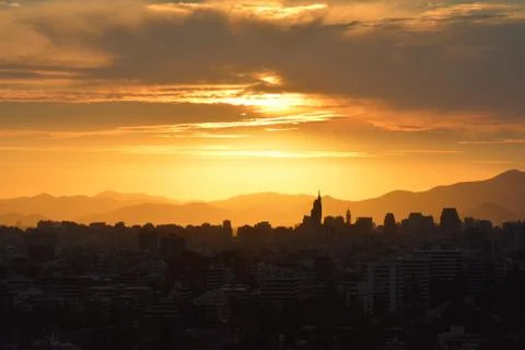 Sunset clouds and landscape 库存照片