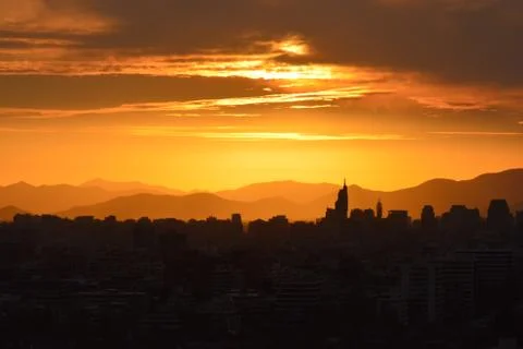 Sunset clouds and landscape Stock Photos