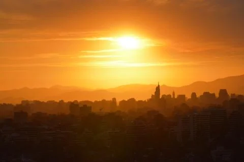 Sunset clouds and landscape 库存照片