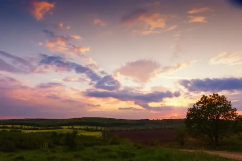 Sunset clouds and nature Stock Photos