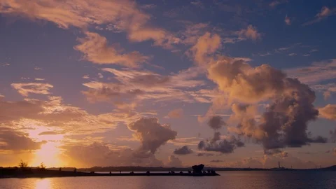 Sunset clouds and ocean. Stock Footage 100844772