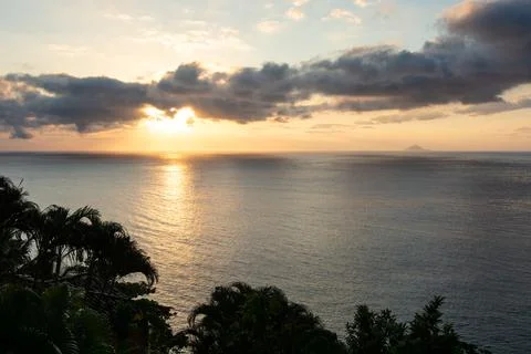 Sunset with clouds in a beach at Brazil Stock Photos