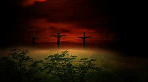 Sunset Clouds Behind Three Crosses Stock Footage 652307