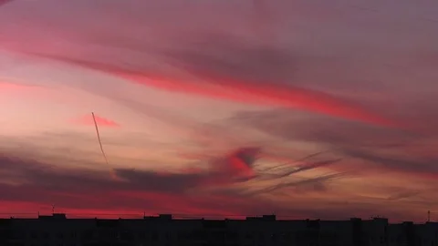 Sunset clouds in the city Stock Footage 72280924
