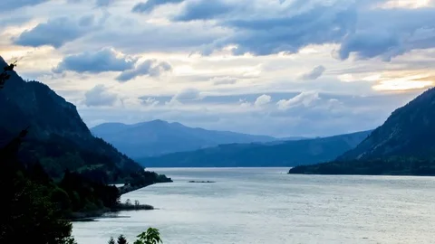 Sunset clouds Columbia River Gorge Oregon 28 Video stock 81899949