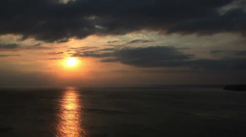 Sunset clouds dark sky ocean sea golden waves background cape Kaliakra8421 스톡 동영상 1069674