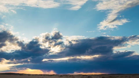 Sunset With Clouds in Desert Stock Footage 49922233