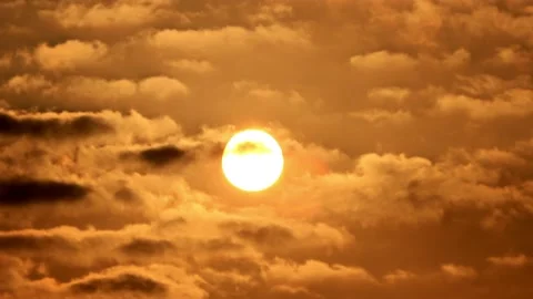 Sunset with clouds, evening sky Stock Footage 203391873