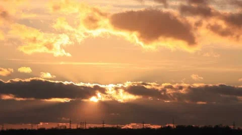 Sunset with clouds, evening (Time Lapse) Stock Footage 10583547