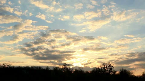 Sunset with clouds, evening (Time Lapse) Stock Footage 42014086