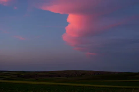 Sunset clouds flat Transylvania landscape 6K Stock Footage 39774865
