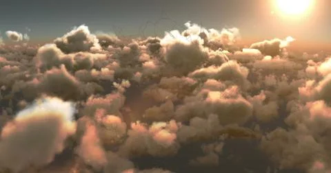 Sunset clouds floating in sky, creating serene and dreamy atmosphere Stock Illustration