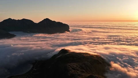 Sunset clouds flowing over lofoten islands, timelapse, norway Stock Footage 317102060