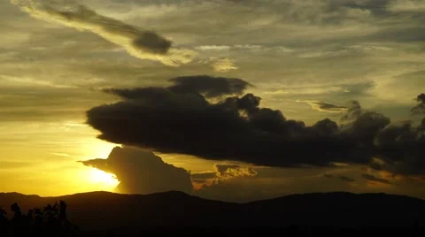 Sunset clouds, hills, time lapse full end motion camera Stock Footage 41918706