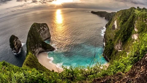 Sunset Clouds Kelingking Beach Nusa Penida Timelapse 4k Stock Footage 70448961