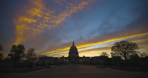 Sunset Clouds in Motion over US Capitol Stock Footage 333849714