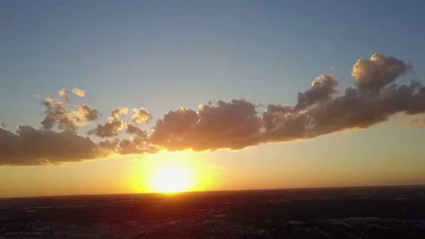 Sunset Clouds moving aerial Stock Footage 69148205