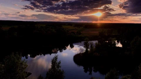 Sunset Clouds Moving Over The Lake Video stock 84133852