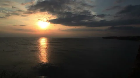 Sunset clouds ocean sea golden waves cape Kaliakra1 動画素材 1069676