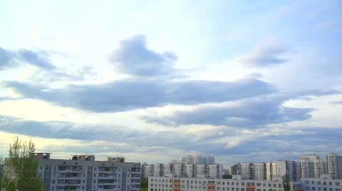 Sunset clouds over the city Stock Footage 54517498