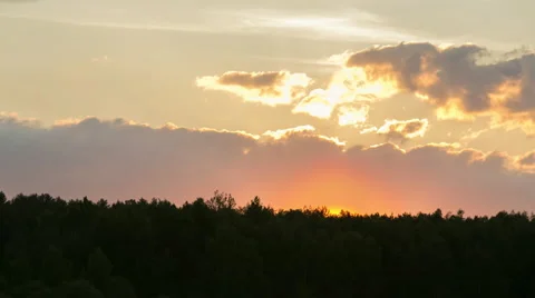 Sunset With Clouds Over The Forest Stock Footage 64334508