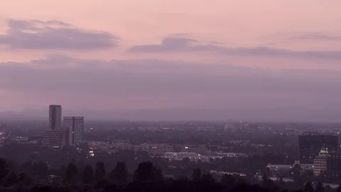 Sunset clouds over Forest Lawn and Burbank Disney Warner studios timelapse Stock Footage 96486833