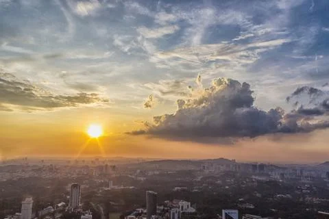 Sunset  clouds over Kuala Lumpur city centre Stock Photos